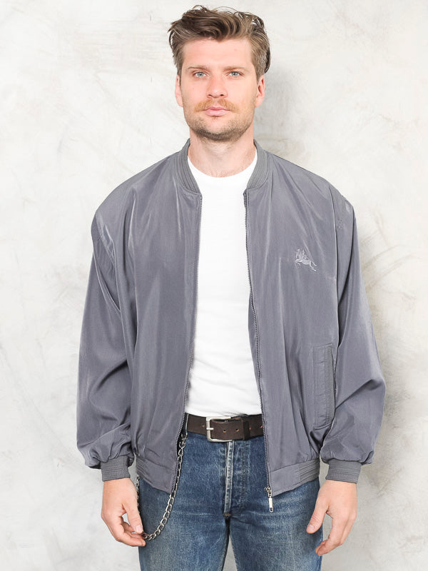 Vintage 90's Men Grey Bomber Jacket - NorthernGrip