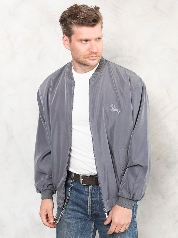 Vintage 90's Men Grey Bomber Jacket - NorthernGrip
