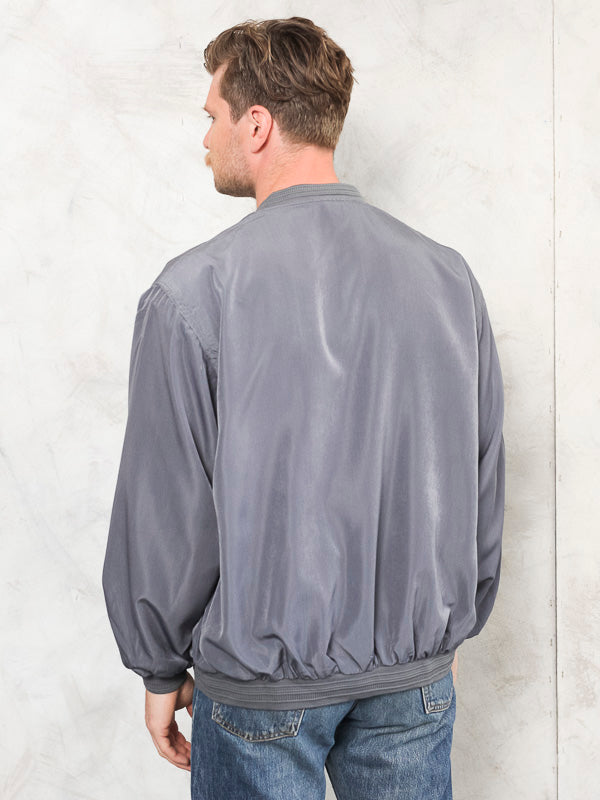 Vintage 90's Men Grey Bomber Jacket - NorthernGrip