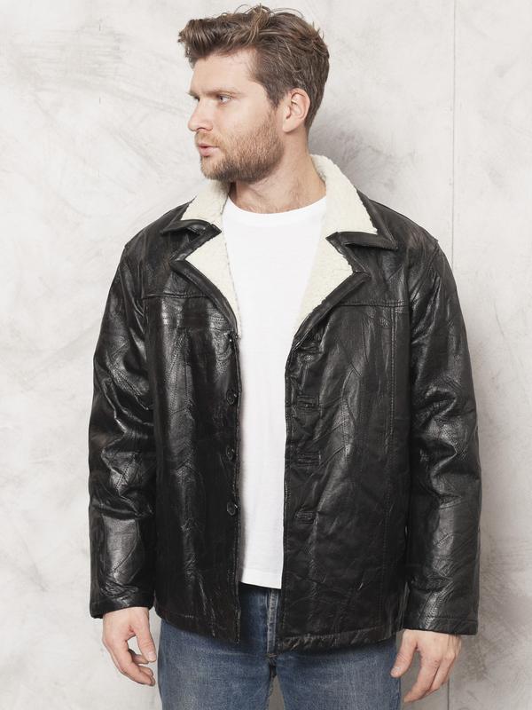 Shearling-Trimmed Patchwork Leather and Denim Jacket