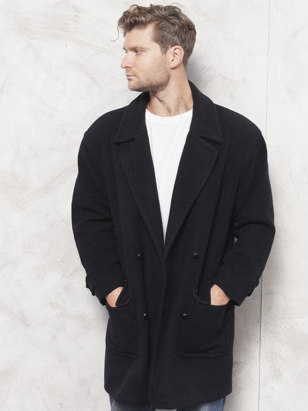 Vintage 90's Men Cashmere Blend Coat - NorthernGrip