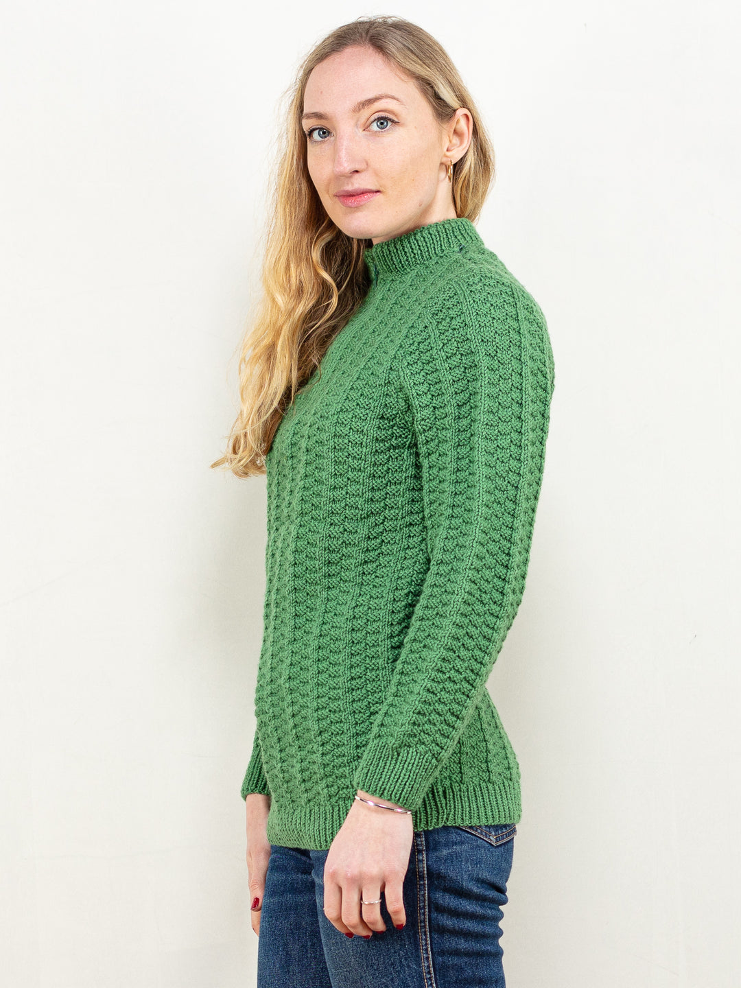 Vintage 90's Women Half Zip Knit Sweater in Green - NorthernGrip