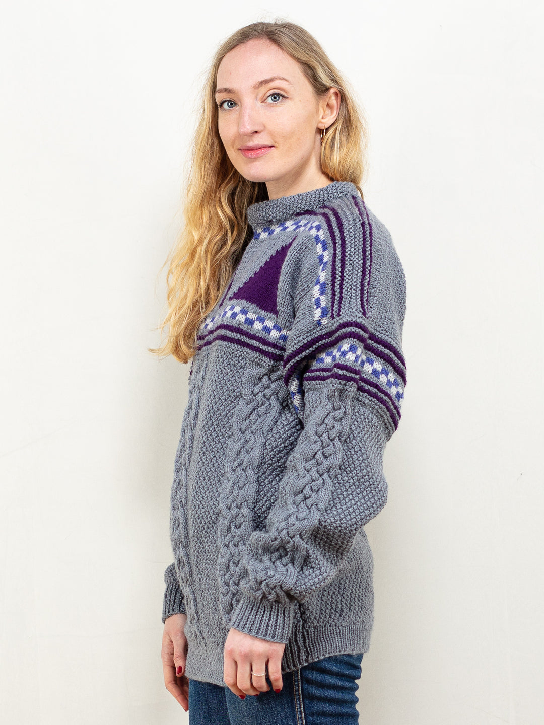 Vintage 90's Women Chunky Knit Sweater in Grey - NorthernGrip