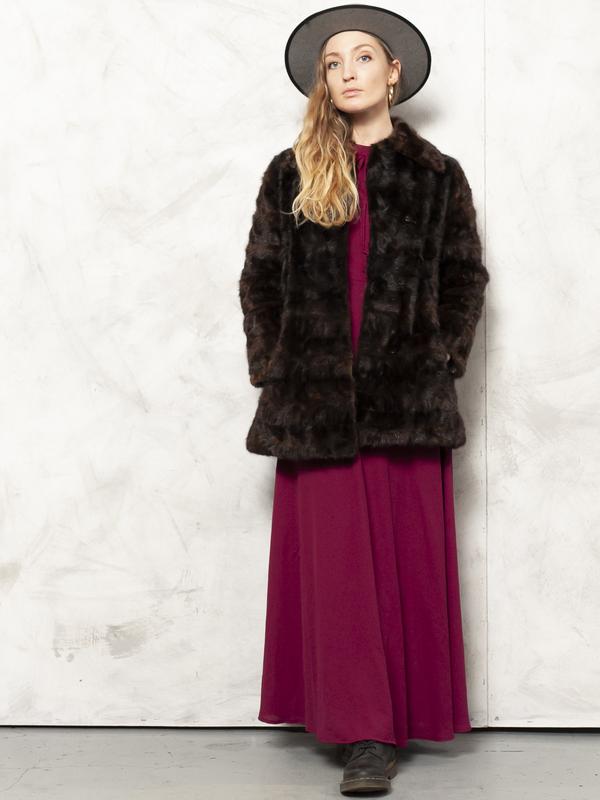 Vintage 60's Women Brown Fur Coat - NorthernGrip