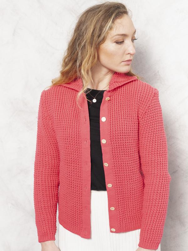 Vintage 70's Women Pink Knitted Cardigan - NorthernGrip