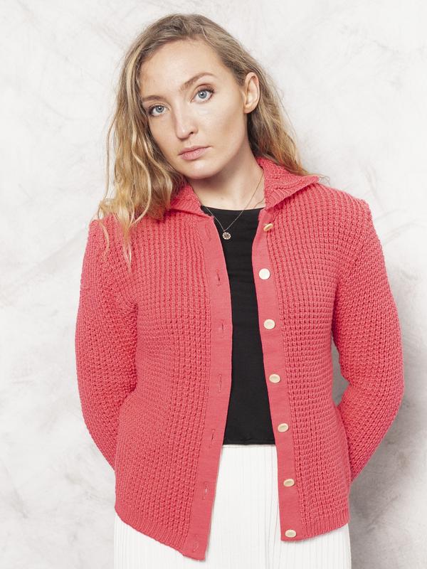 Vintage 70's Women Pink Knitted Cardigan - NorthernGrip