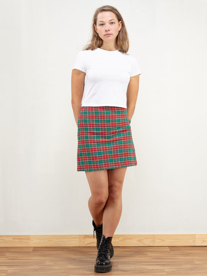 Vintage 80's Plaid Women Mini Skirt - NorthernGrip