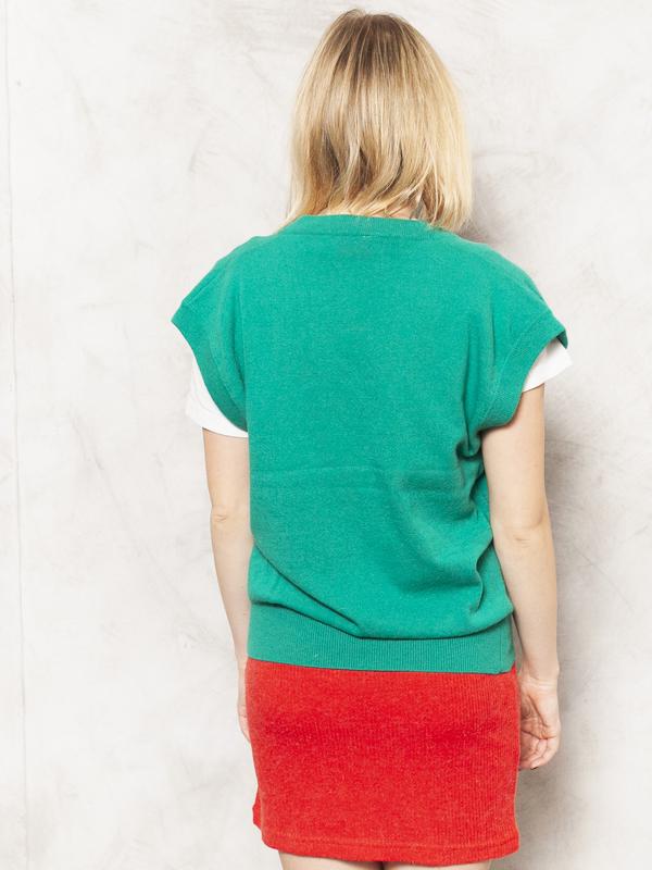 Vintage 90's Women Wool Green Waistcoat Vest - NorthernGrip