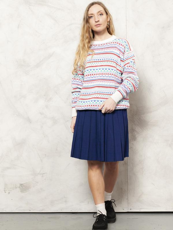 Vintage 90's Patterned Knit Women Sweater - NorthernGrip