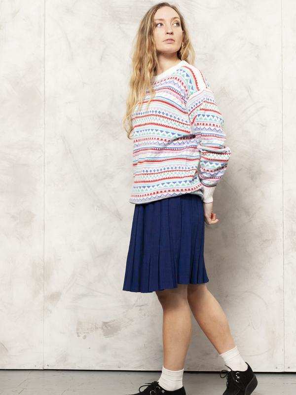 Vintage 90's Patterned Knit Women Sweater - NorthernGrip