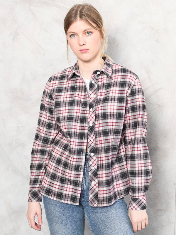 Vintage Women 90's Plaid Women Shirt - NorthernGrip