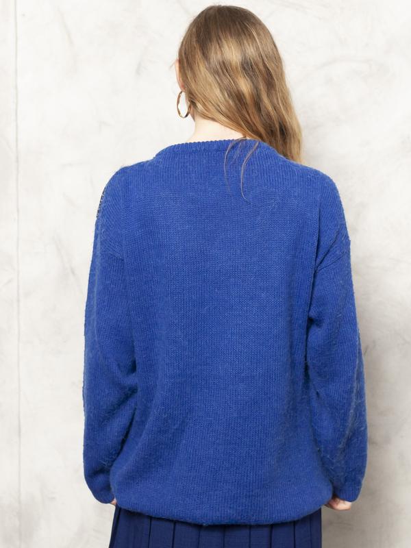 Vintage 80's Bold Blue Women Sweater - NorthernGrip
