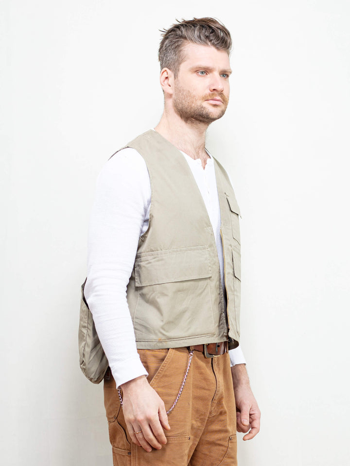 Vintage Men 80's Grey Hunting Waistcoat Vest - NorthernGrip