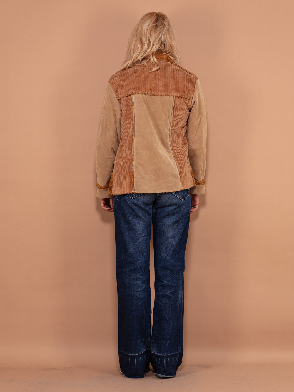 Vintage 00's Women Faux Suede Jacket in Beige - NorthernGrip