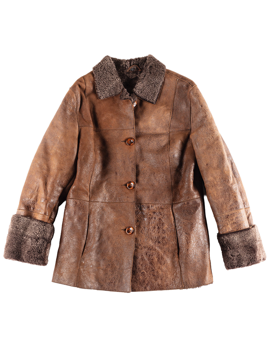 Vintage 00's Women Sheepskin Jacket in Brown