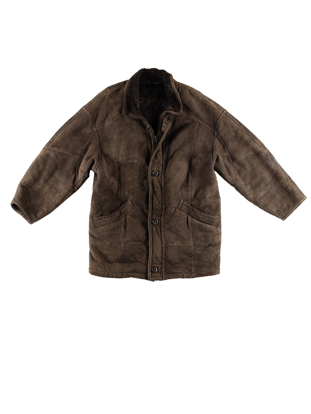 Vintage 80's Men Sheepskin Coat in KhakiVN462