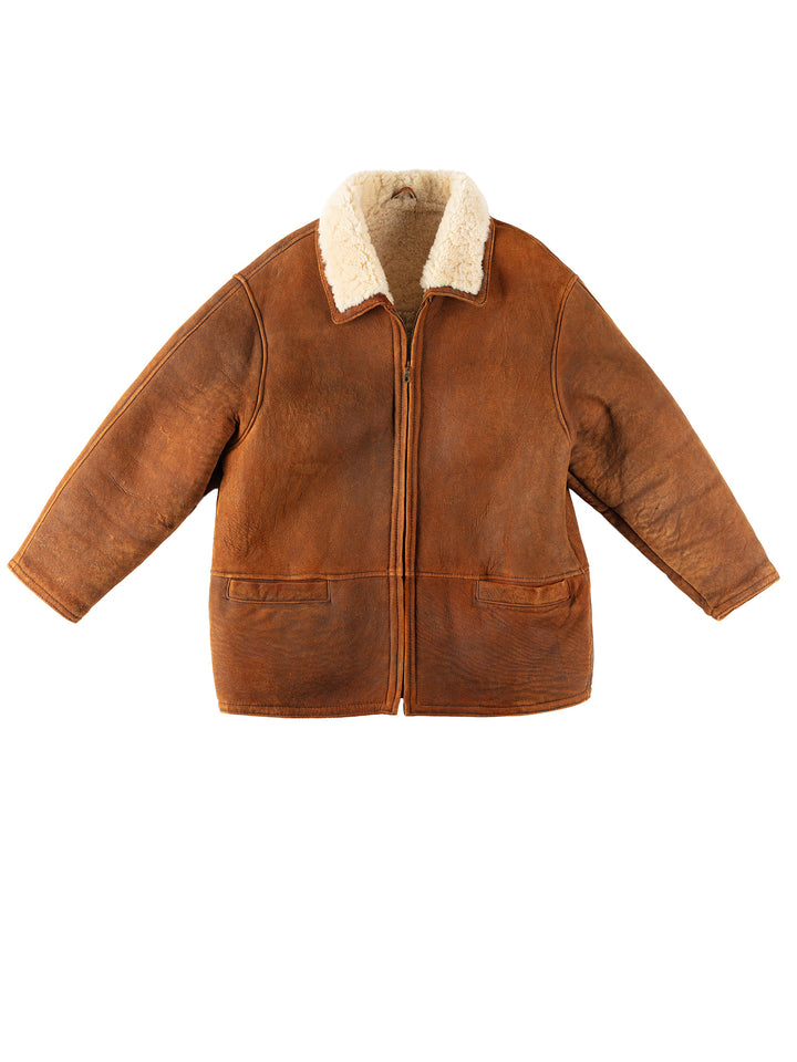 Vintage 90's Men Sheepskin Coat in BrownVN274