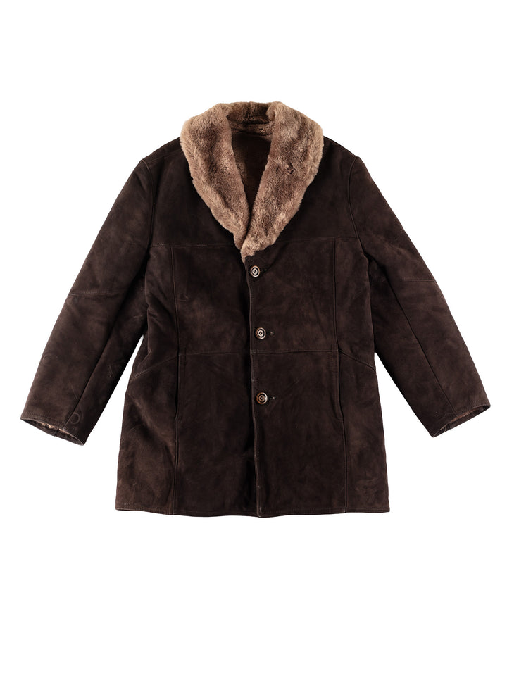 Vintage 70's Men Sheepskin Coat in BrownVN755