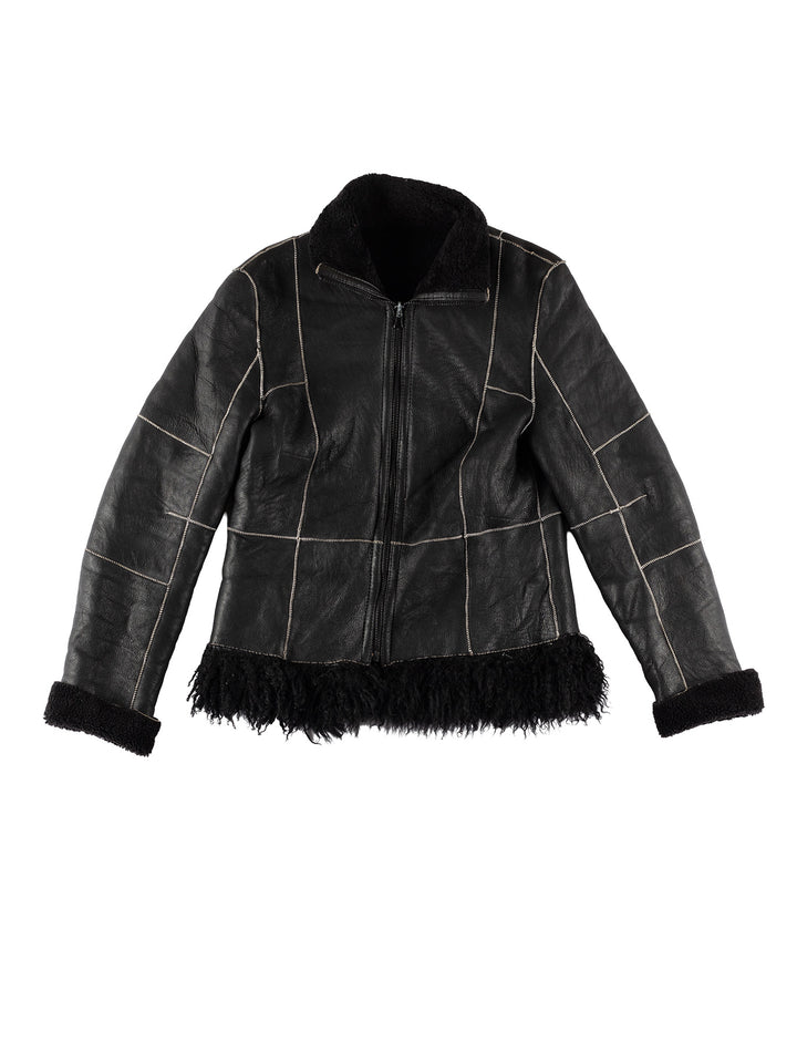 Vintage 70's Women Sheepskin Jacket in BlackMN615
