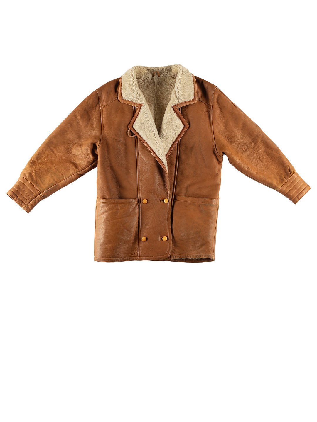 Vintage 80's Women Sheepskin Coat in BrownMN679
