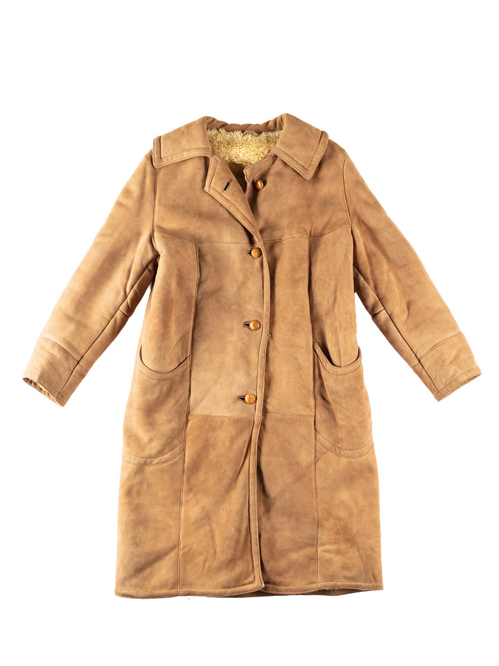 Vintage 80's Women Sheepskin Coat in BrownMN304