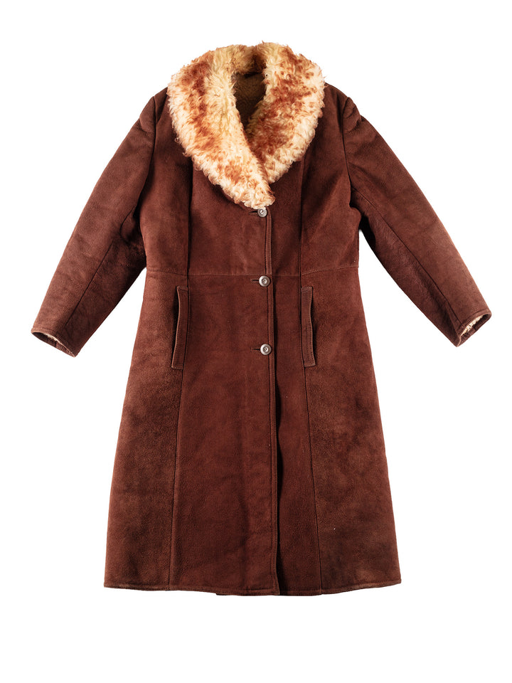 Vintage 70's Women Sheepskin Coat in BrownMN327