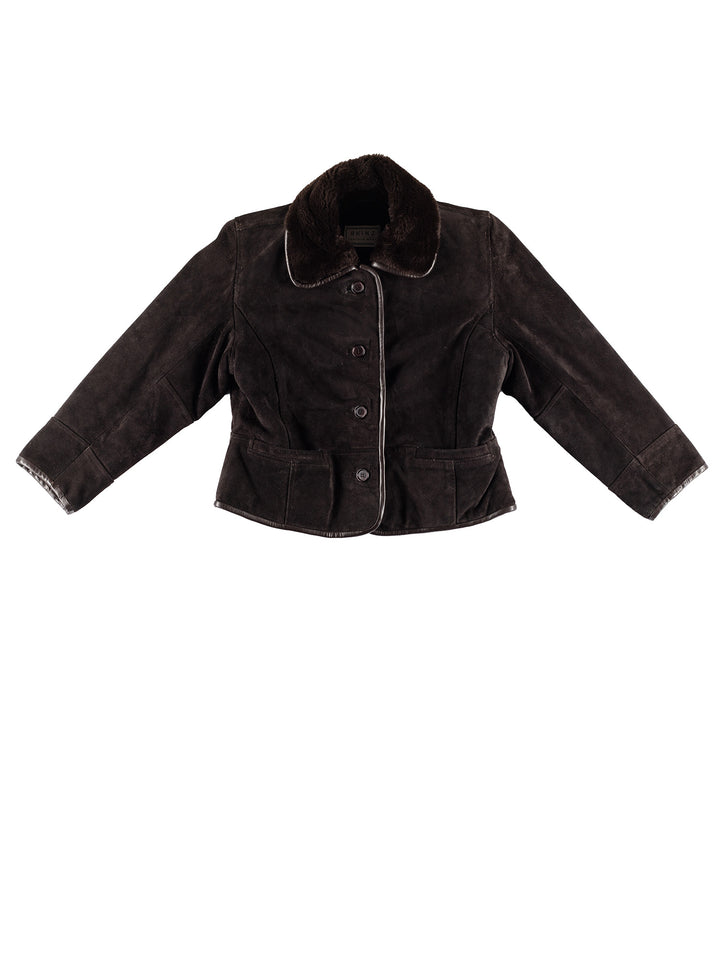 Vintage 70's Women Faux Sheepskin Jacket in BrownMN392