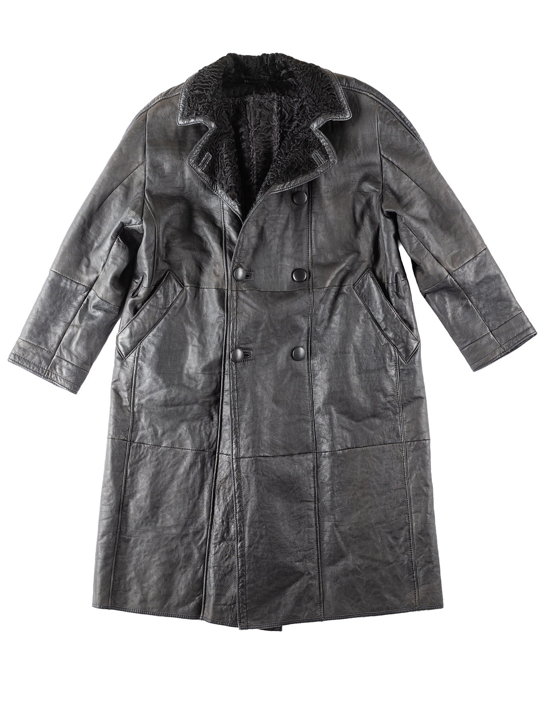 Vintage 90's Women Sheepskin Coat in Black