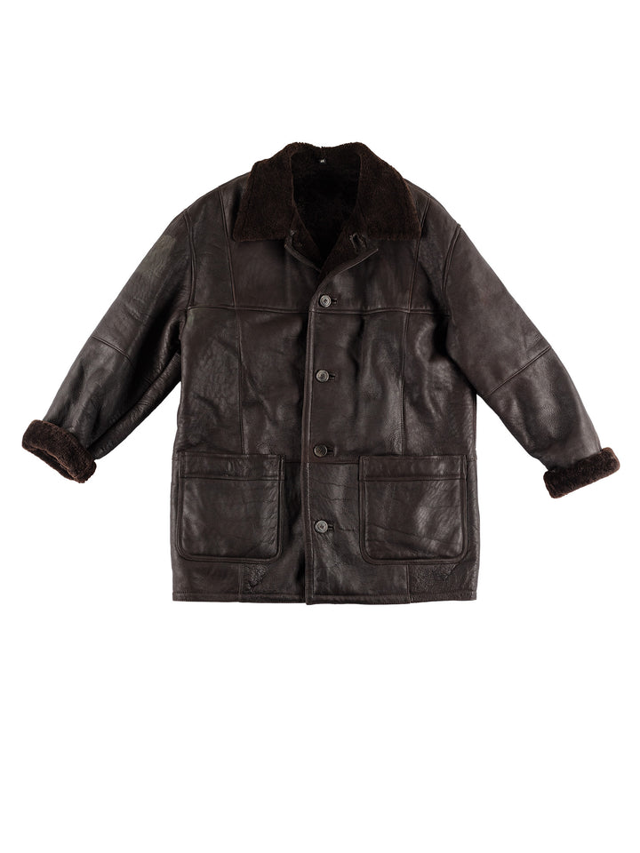 Vintage 80's Men Sheepskin Coat in BrownVN448