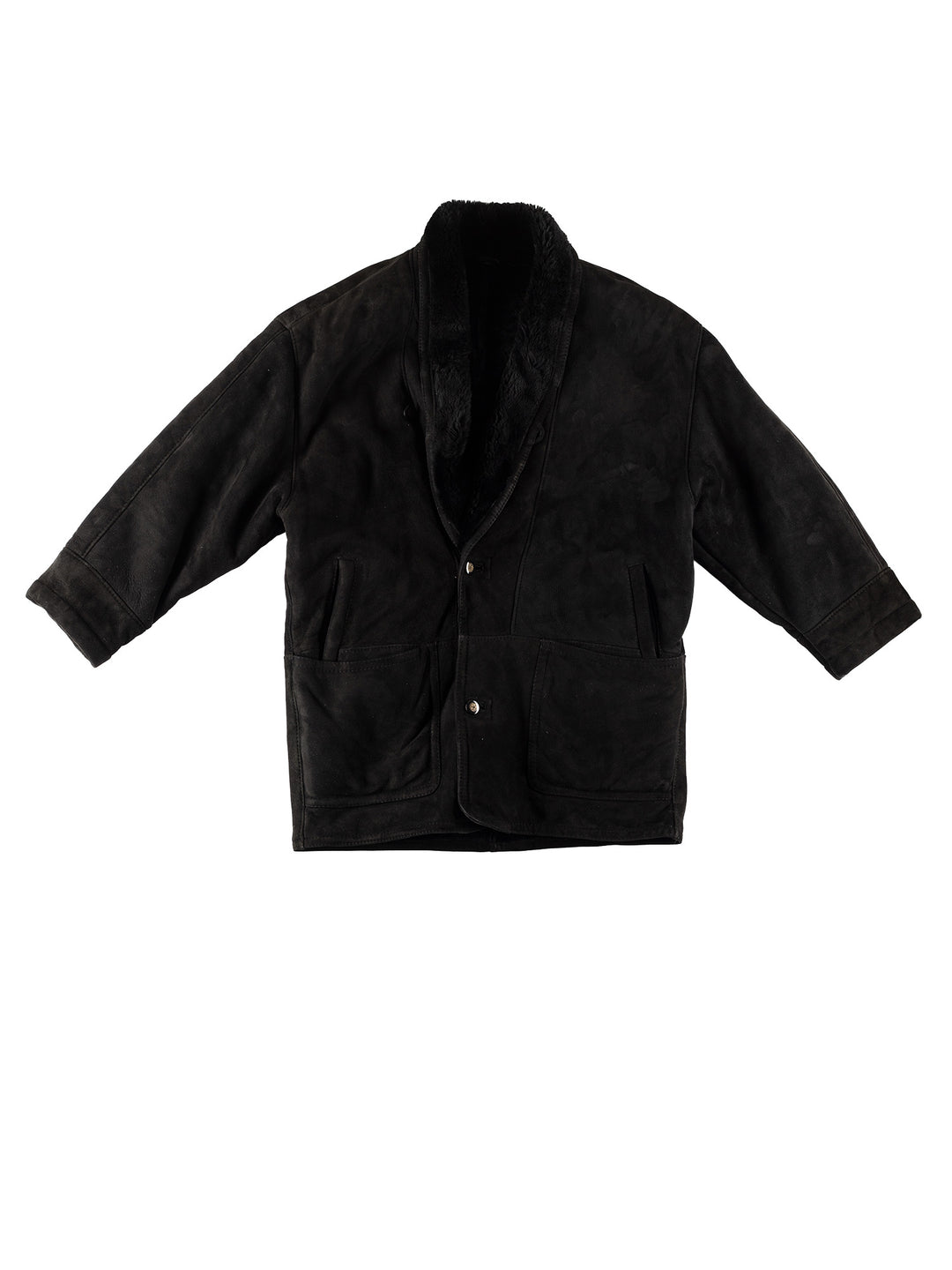 Vintage 80's Men Sheepskin Coat in BlackVN712