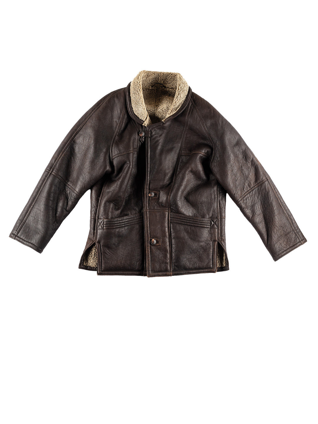 Vintage 80's Men Sheepskin Coat in BrownVN443