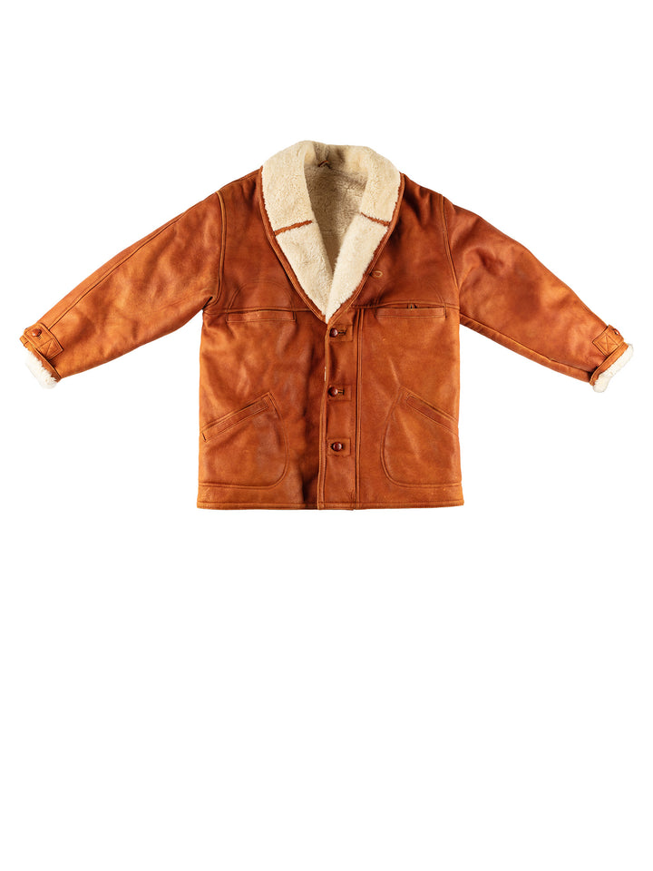 Vintage 80's Men Sheepskin Coat in BrownVN630