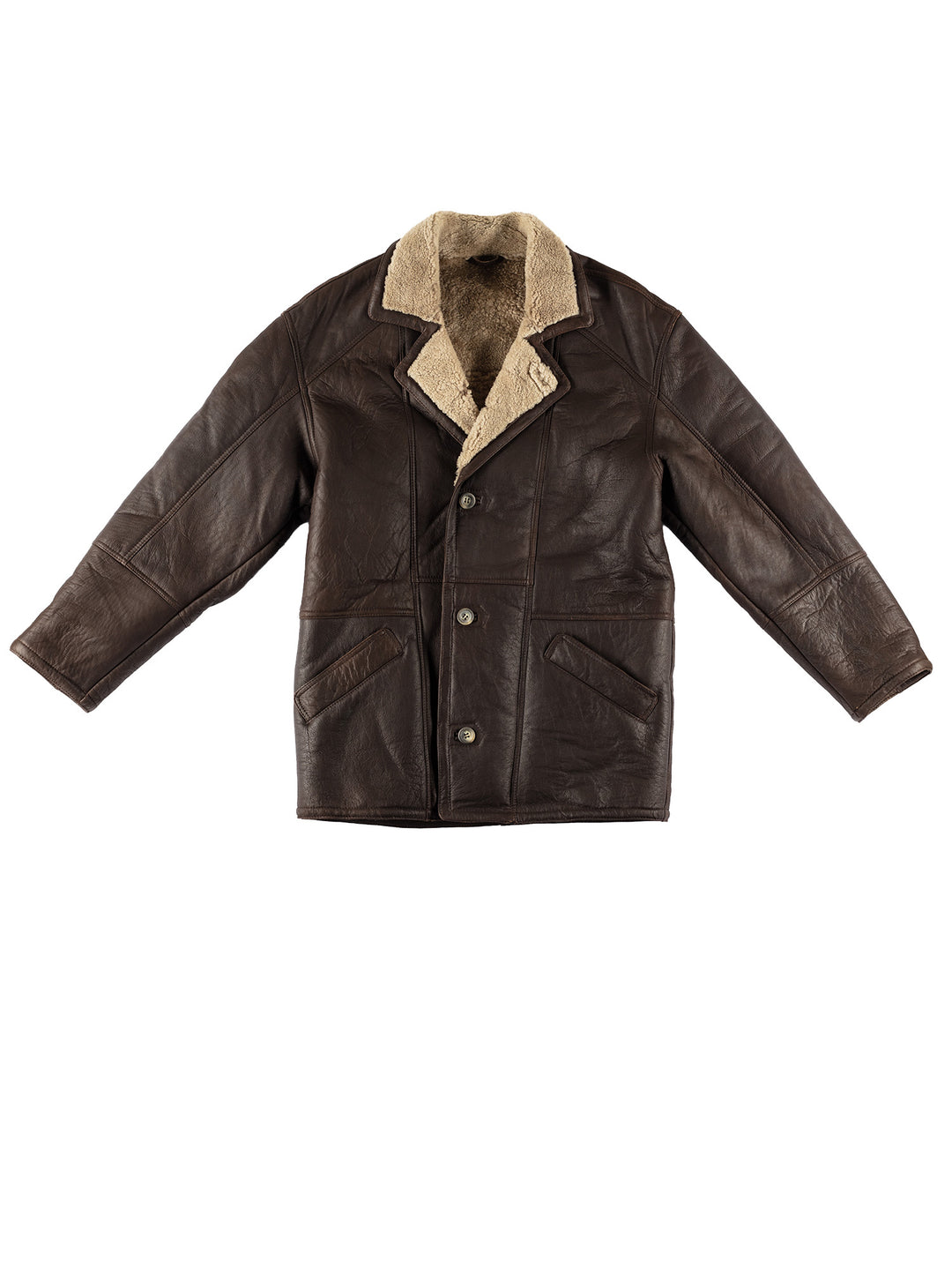 Vintage 80's Men Sheepskin Coat in BrownVN577