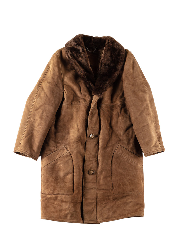 Vintage 70's Men Sheepskin Coat in BrownVN514