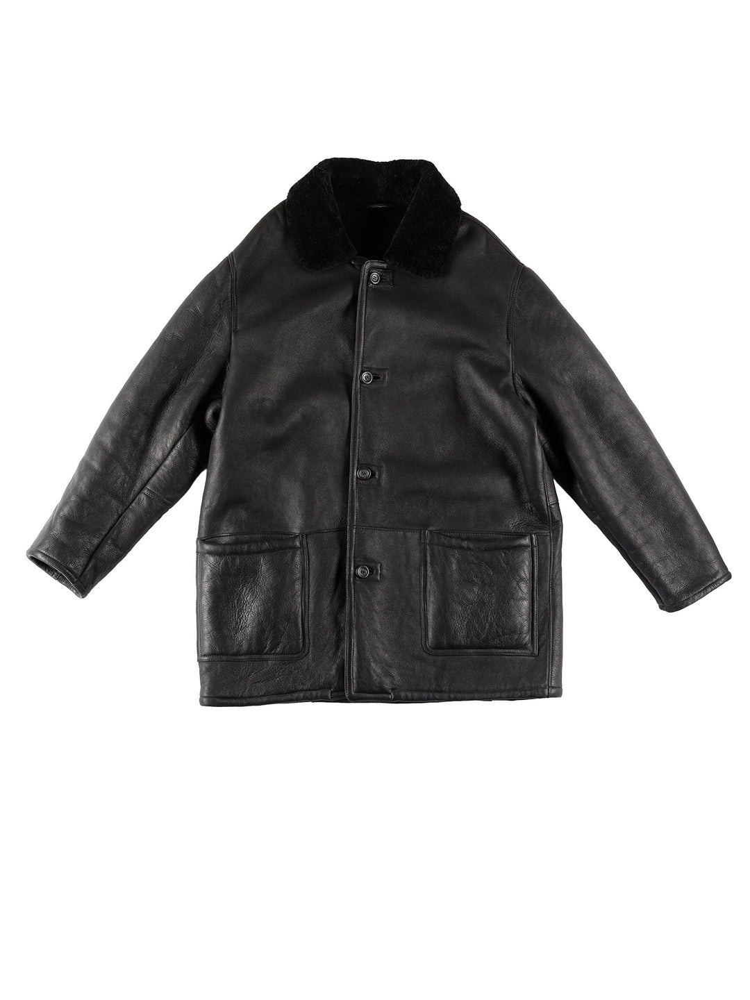Vintage 80's Men Sheepskin Coat in BlackVN661