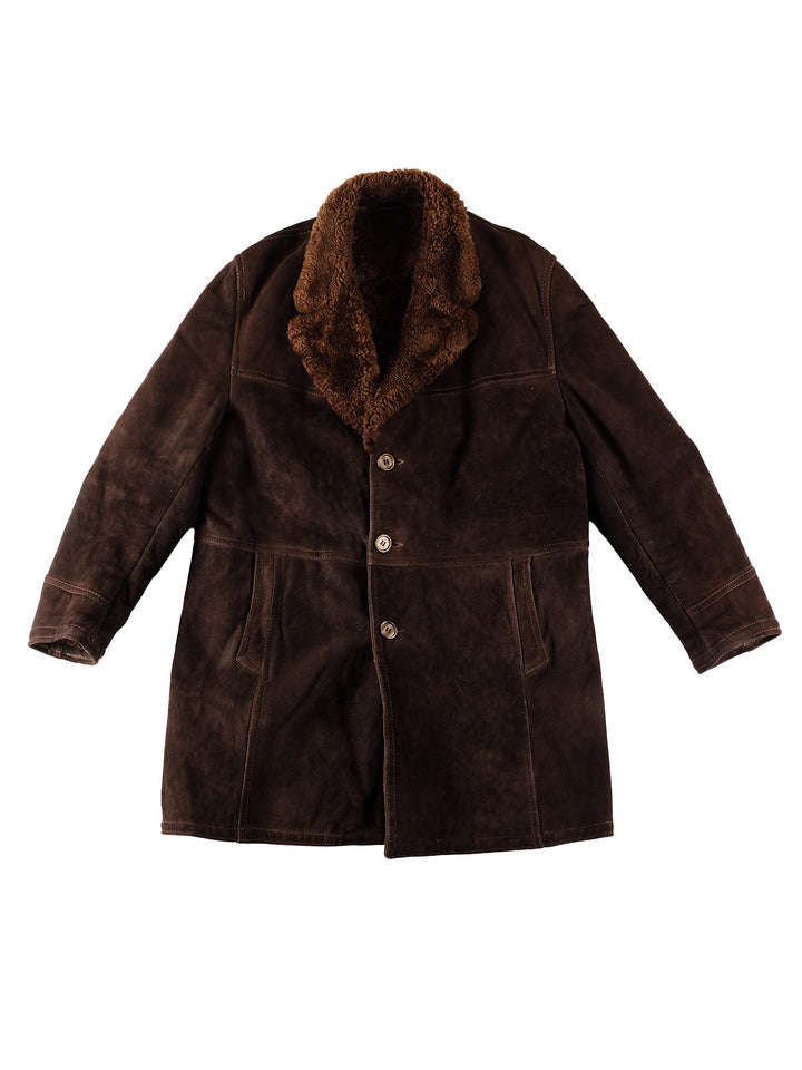 Vintage 80's Men Sheepskin Coat in BrownVN428