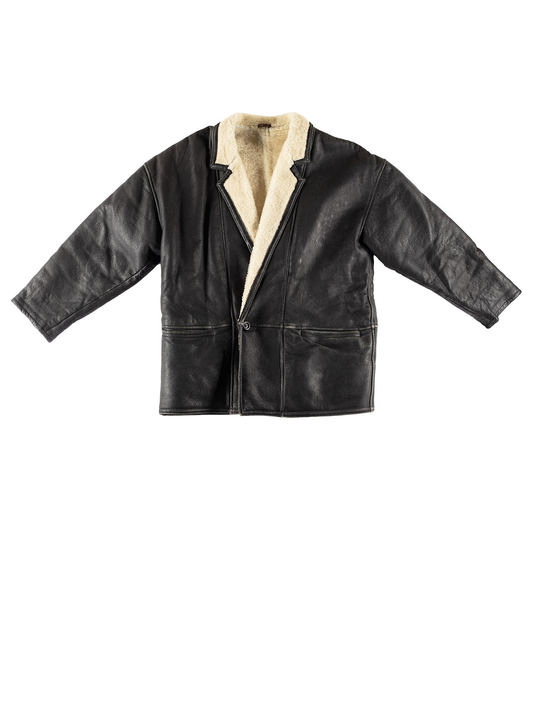 Vintage 80's Men Sheepskin Coat in BlackVN764