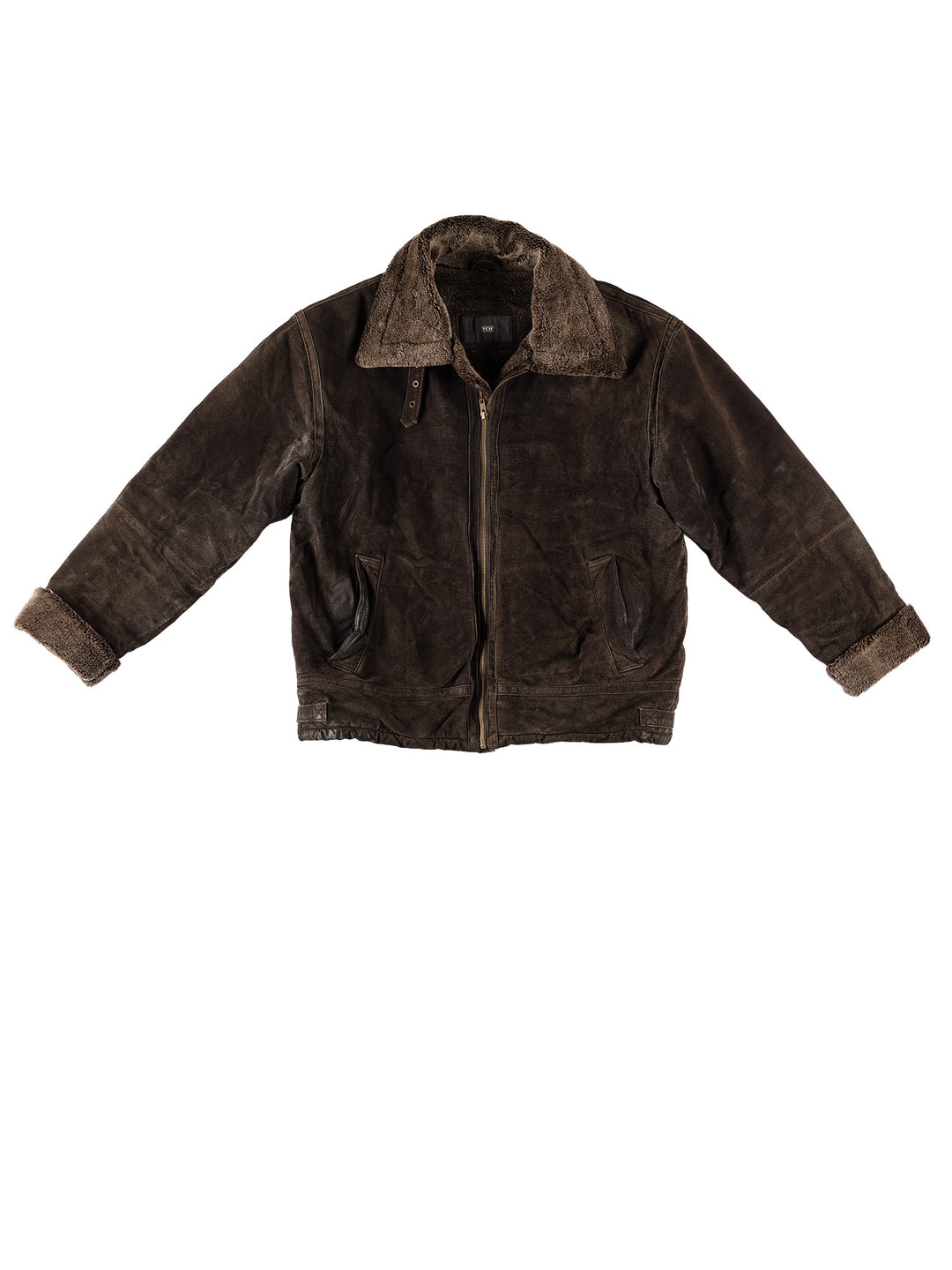 Vintage 80's Men Faux Sheepskin Coat in BrownVN565