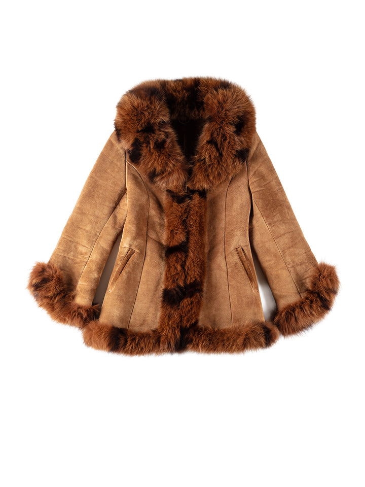 Vintage 70's Women Sheepskin Coat in BrownMN565