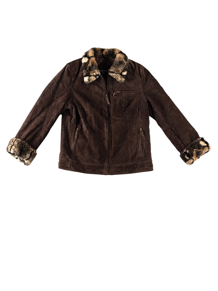 Vintage 80's Women Suede Jacket in BrownMN355