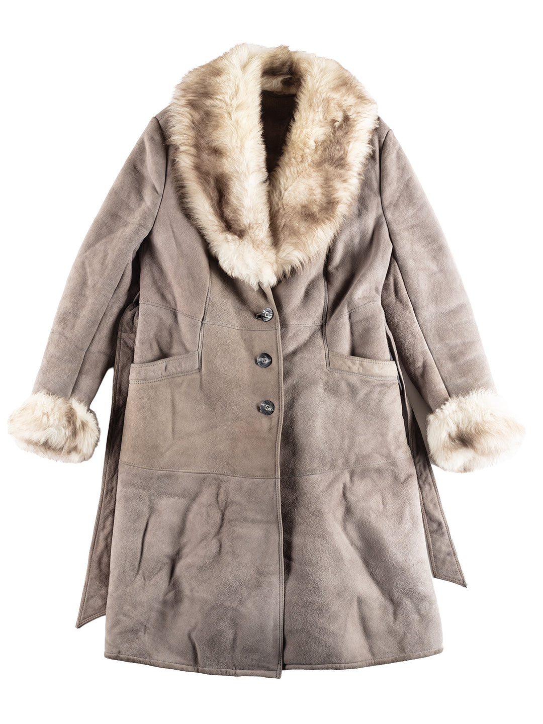 Vintage 70's Women Sheepskin Coat in Gray