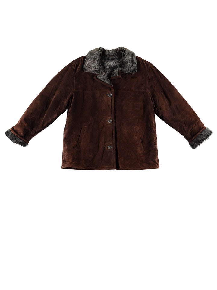 Vintage 80's Women Sheepskin Coat in BrownMN754