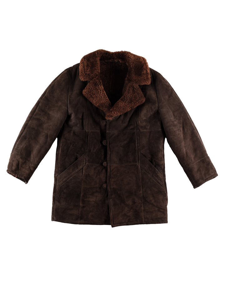 Vintage 80's Men Sheepskin Coat in BrownVN452