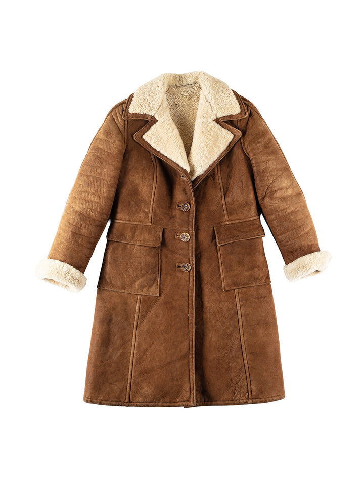 Vintage 70's Women Sheepskin Coat in BrownMN270