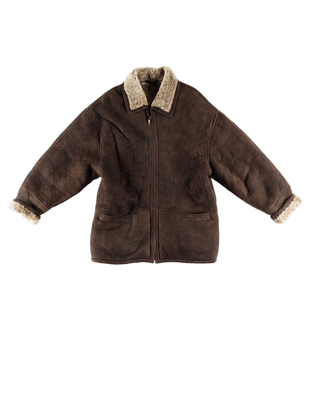 Vintage 80's Men Sheepskin Coat in BrownVN733