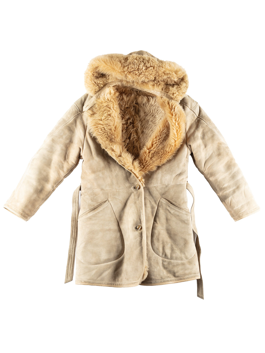 Vintage 00's Women Sheepskin Coat in Beige