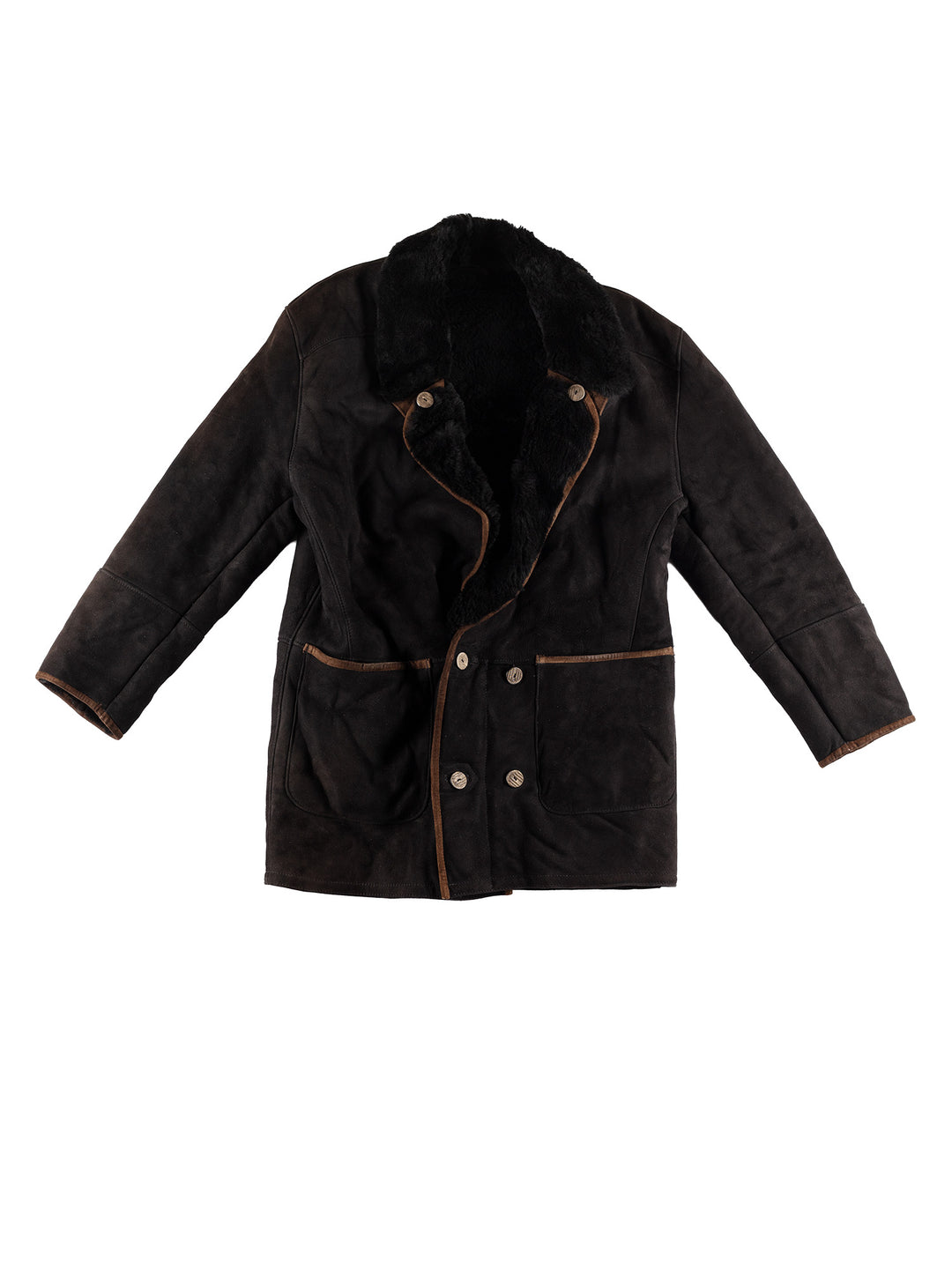 Vintage 80's Men Sheepskin Coat in BlackVN461