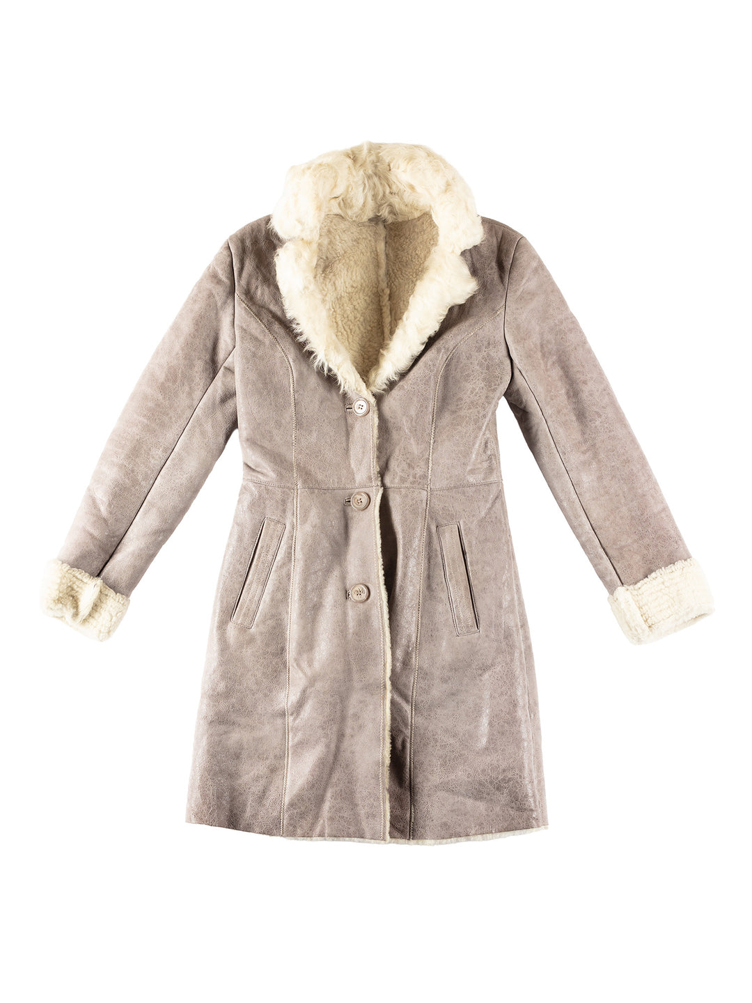 Vintage 70's Women Sheepskin Coat in GrayMN325