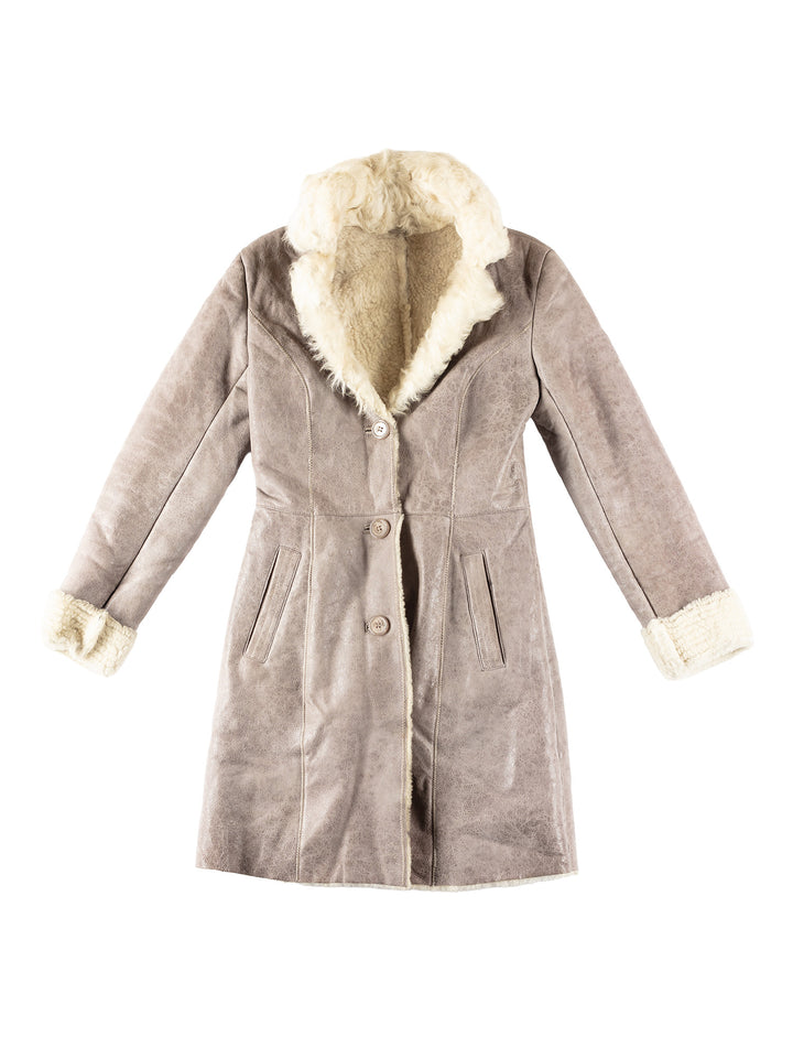 Vintage 70's Women Sheepskin Coat in GrayMN325
