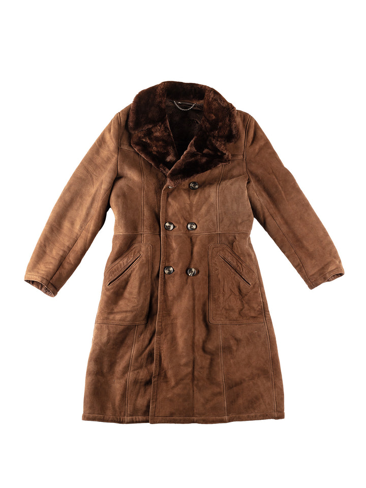 Vintage 70's Men Sheepskin Coat in BrownVN317